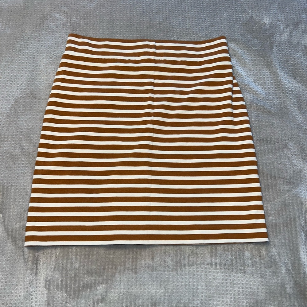 J.Crew Brown & White Striped Skirt XXS | Like New - Picture 4 of 6